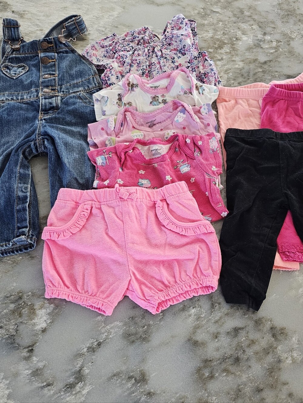 Baby Girl 6-9 Months Clothing Lot 10pc OshKosh Denim Heart Overalls Garanimals